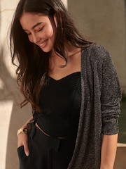 Brown Sparkle Belted Cardigan - Image 3 of 5