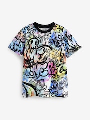 Bright Graffiti All Over Print Short Sleeve T-Shirt (4-16yrs) - Image 1 of 1