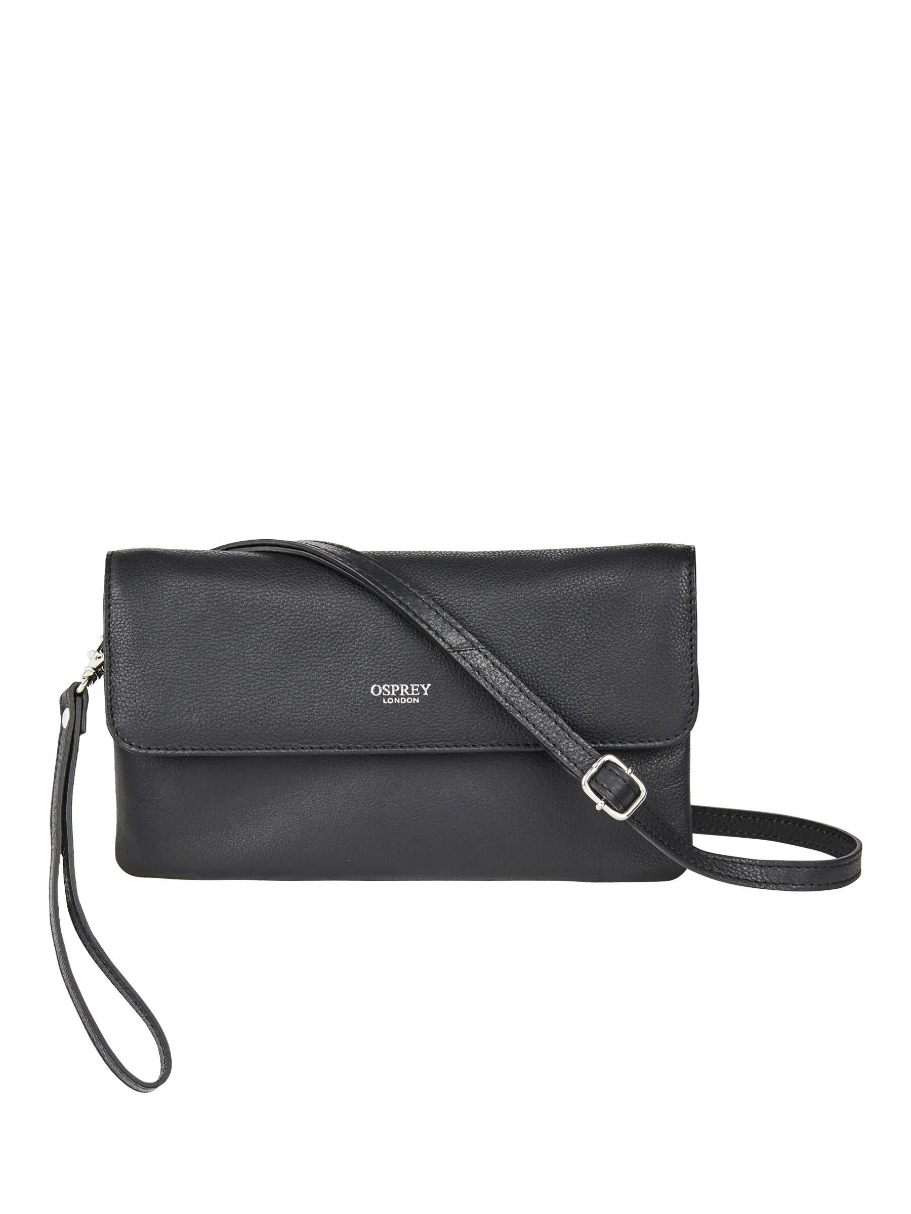 Buy OSPREY LONDON Sasha Black Leather Cross Body Clutch Bag from Next Luxembourg