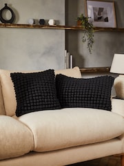 Black 43 x 43cm Global Bobble 100% Cotton Cushion - Image 2 of 7
