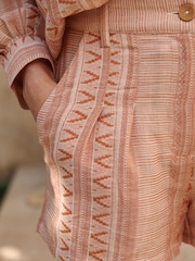 Orange Rust Jacquard Cotton Blend Shorts - Image 3 of 4