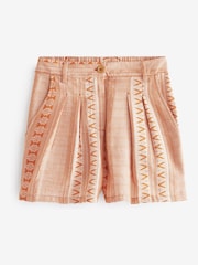 Orange Rust Jacquard Cotton Blend Shorts - Image 4 of 4