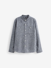 Blue Chambray Grandad Collar Long Sleeve Shirt (3-16yrs) - Image 1 of 2