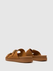 Schuh Trista Brown Suede Buckle Footbed Sandals - Image 3 of 4