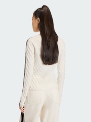 adidas Originals White Slim Solid Spike Knit Sweatshirt - Image 2 of 5