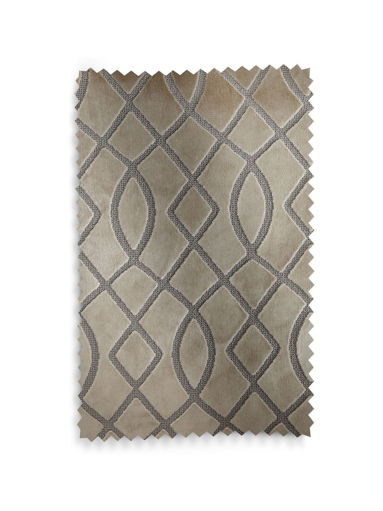 Champagne Gold Next Collection Luxe Heavyweight Maeve Damask Velvet Pencil Pleat Lined Curtains - Image 6 of 6