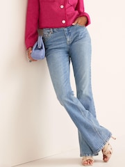 Denim, Mittelblau - Authentic Schlagjeans mit Stretch - Bild 3 von 5