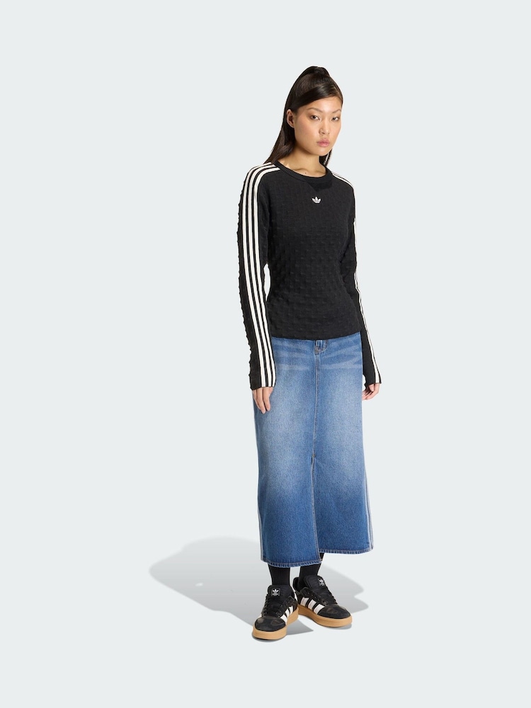 adidas Originals Black Slim Solid Spike Knit Sweatshirt - Image 1 of 5