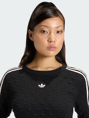 adidas Originals Black Slim Solid Spike Knit Sweatshirt - Image 3 of 5