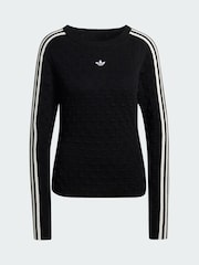 adidas Originals Black Slim Solid Spike Knit Sweatshirt - Image 5 of 5