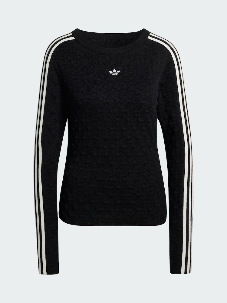 adidas Originals Black Slim Solid Spike Knit Sweatshirt - Image 5 of 5
