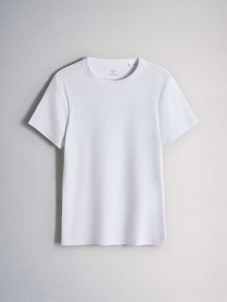 The Set 4 Pack Ribbed Short Sleeve T-Shirts Pink/Burgundy/White/Neutral - Image 2 of 7