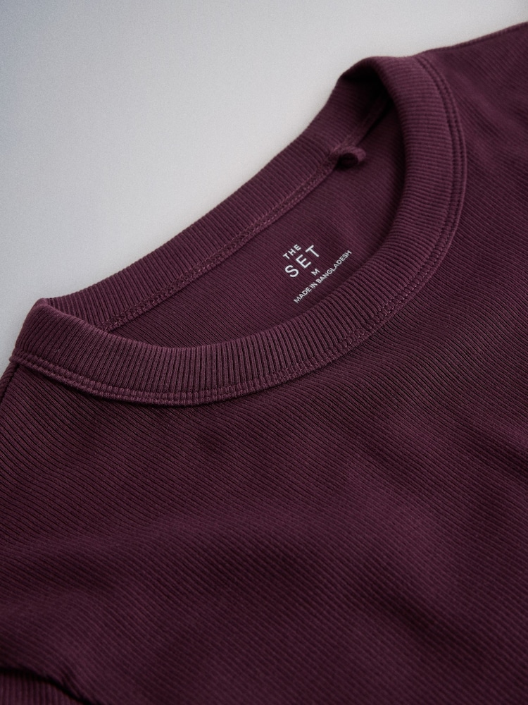 The Set 4 Pack Ribbed Short Sleeve T-Shirts Pink/Burgundy/White/Neutral - Image 7 of 7
