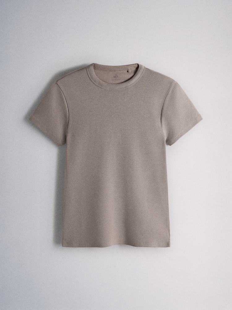 Black/Brown/Neutral/Oat/Cream/White - The Set 8 Pack Ribbed Κοντομάνικο Κοντομάνικο μπλουζάκι - Εικόνα 2 από 11