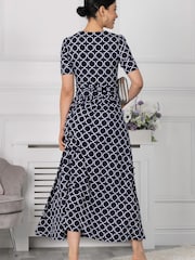 Jolie Moi Navy Blue Kiera Wrap Front Maxi Dress - Image 2 of 6