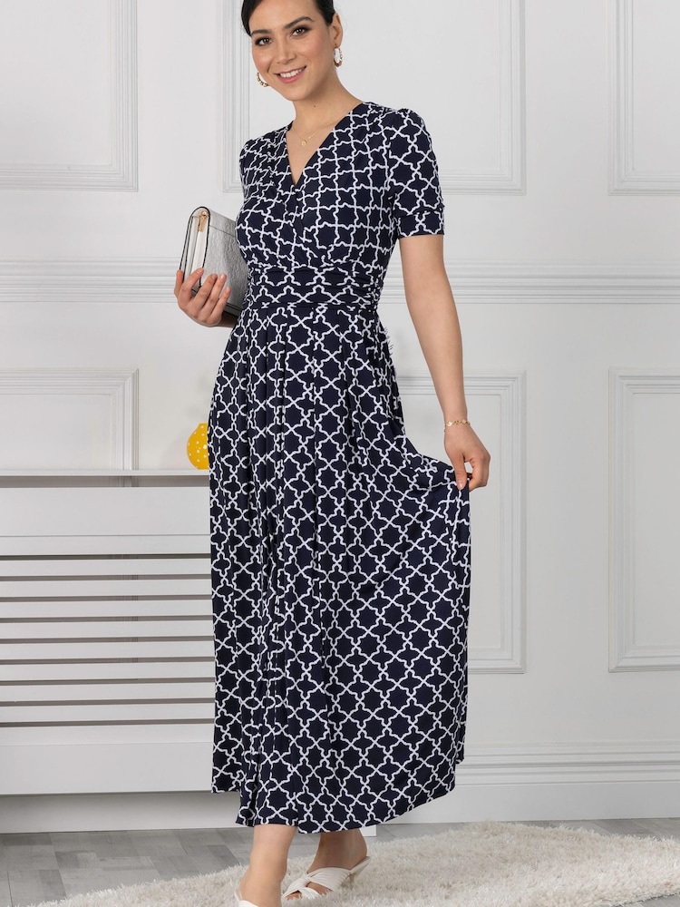 Jolie Moi Navy Blue Kiera Wrap Front Maxi Dress - Image 6 of 6