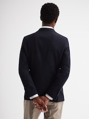 Reiss Navy Select Single Breasted Slim Fit Flannel Blazer - Image 5 of 7