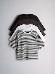 Black/White/Brown/Stripe - The Set 4 Pack Βαριά Κοντομάνικα μπλουζάκια - Εικόνα 1 του 7