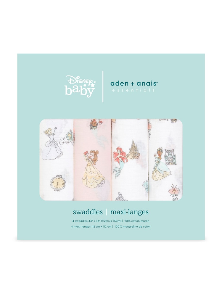 Aden & Anais Disney Princess Essentials Muslin 100% Cotton Blankets 4 Pack - Image 5 of 5