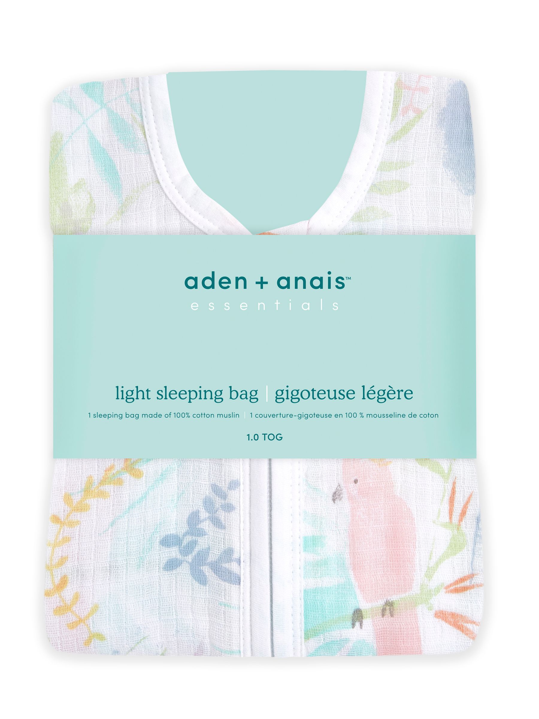aden + anais Natural Tropicalia Essentials 100% Cotton Muslin 1.0 TOG Light Sleeping Bag view 1