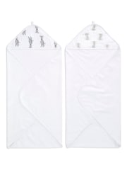 aden + anais White 100% Cotton Essentials Hooded Towel Safari Babes 2 Pack - Image 1 of 6