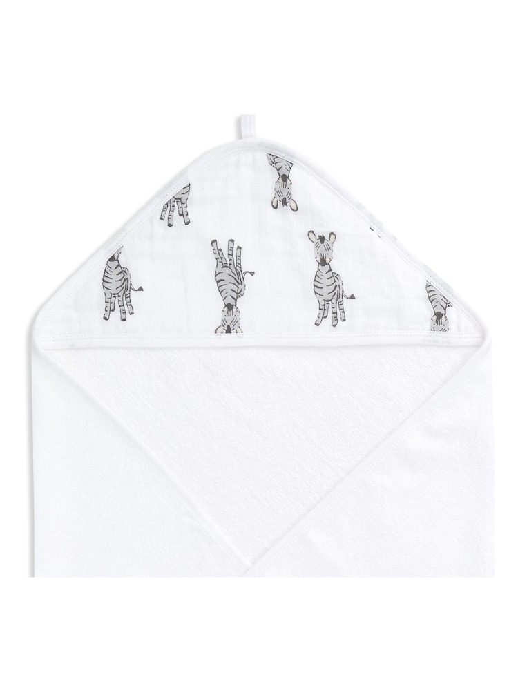 aden + anais White 100% Cotton Essentials Hooded Towel Safari Babes 2 Pack - Image 2 of 6