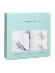 aden + anais White 100% Cotton Essentials Hooded Towel Safari Babes 2 Pack - Image 5 of 6