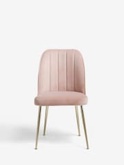 Set of 2 Soft Velvet Blush Pink Gold Effect Leg Dining Chairs - Image 2 of 8