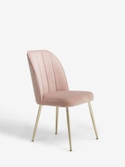 Set of 2 Soft Velvet Blush Pink Gold Effect Leg Dining Chairs - Image 3 of 8