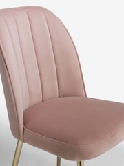 Set of 2 Soft Velvet Blush Pink Gold Effect Leg Dining Chairs - Image 6 of 8