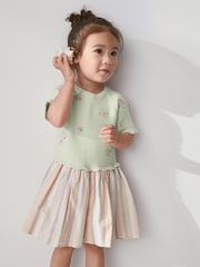 Mint Green Rainbow Stripe Skirt Jumper Dress (3mths-7yrs) - Image 1 of 5