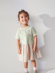 Mint Green Rainbow Stripe Skirt Jumper Dress (3mths-7yrs) - Image 2 of 5