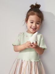 Mint Green Rainbow Stripe Skirt Jumper Dress (3mths-7yrs) - Image 3 of 5