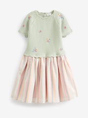 Mint Green Rainbow Stripe Skirt Jumper Dress (3mths-7yrs) - Image 4 of 5