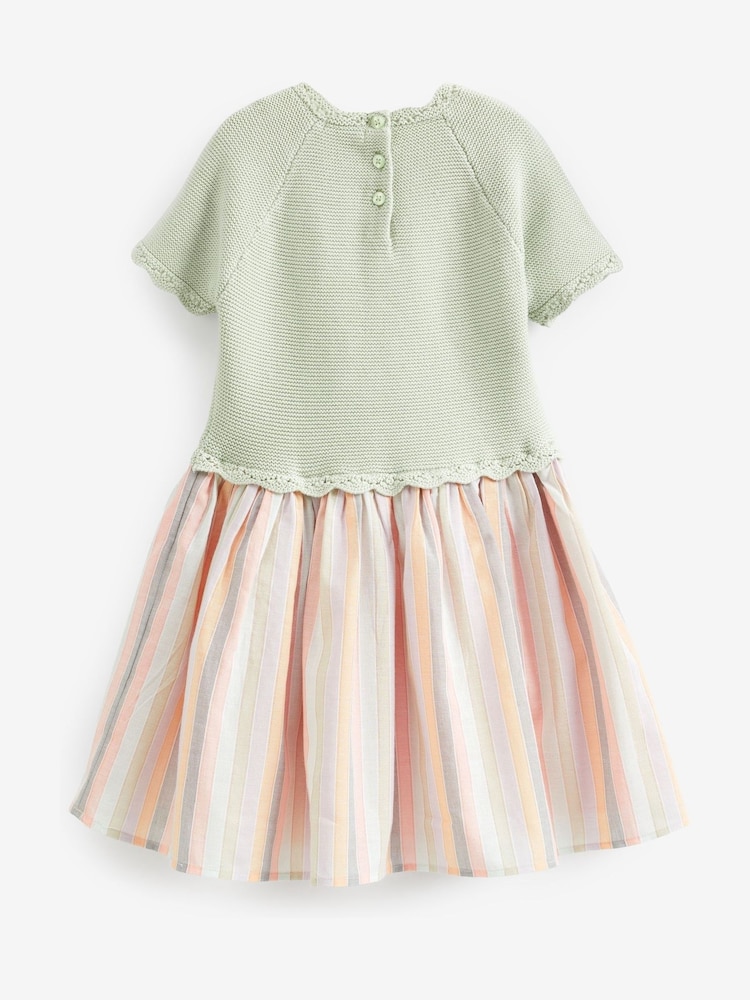 Mint Green Rainbow Stripe Skirt Jumper Dress (3mths-7yrs) - Image 5 of 5