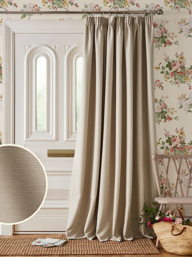 Laura Ashley Natural Stephanie Thermal Lining Door  Pencil Pleat Curtain - Image 1 of 3