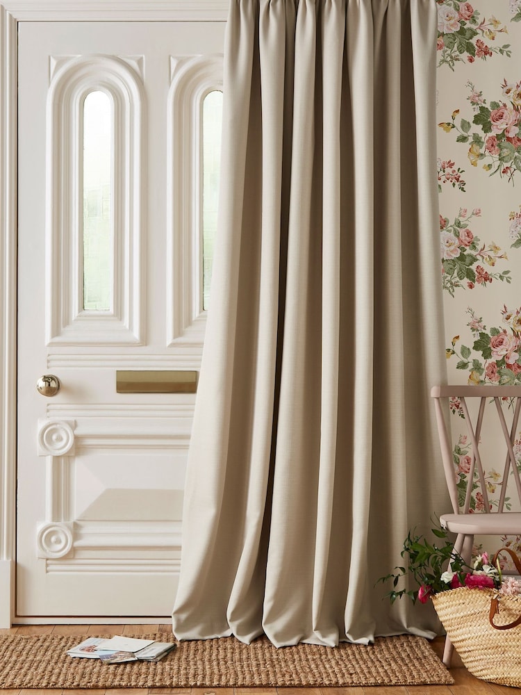 Laura Ashley Natural Stephanie Thermal Lining Door  Pencil Pleat Curtain - Image 2 of 3