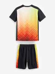Orange/Black Ombre Sporty Mesh T-Shirt And Short Set (3-16yrs) - Image 1 of 2