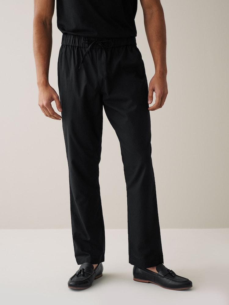 Black Drawstring Waist Mens Kurta Trousers - Image 1 of 3