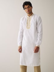White Mens Long Length Kurta - Image 1 of 7
