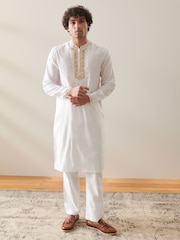 White Mens Long Length Kurta - Image 2 of 7
