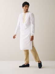 White Mens Long Length Kurta - Image 3 of 7