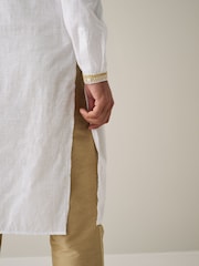 White Mens Long Length Kurta - Image 6 of 7
