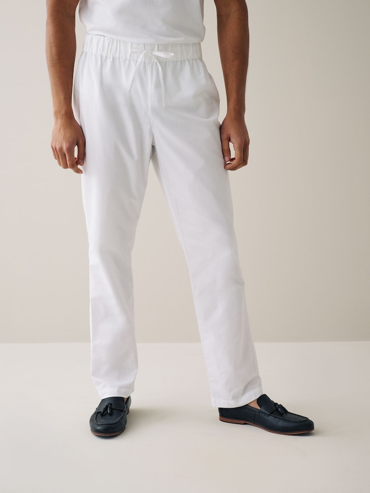 White Drawstring Waist Mens Kurta Trousers - Image 1 of 3