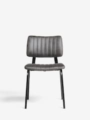 Set of 2 Monza Faux Leather Dark Grey Aiden Black Leg Dining Chairs - Image 2 of 8