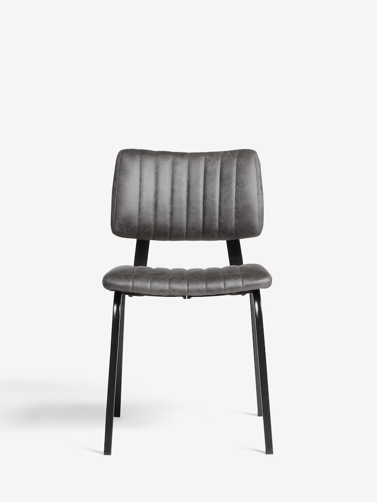 Set of 2 Monza Faux Leather Dark Grey Aiden Black Leg Dining Chairs - Image 2 of 8