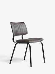 Set of 2 Monza Faux Leather Dark Grey Aiden Black Leg Dining Chairs - Image 3 of 8