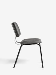 Set of 2 Monza Faux Leather Dark Grey Aiden Black Leg Dining Chairs - Image 4 of 8
