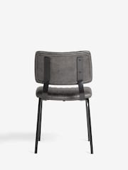 Set of 2 Monza Faux Leather Dark Grey Aiden Black Leg Dining Chairs - Image 5 of 8