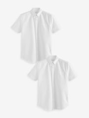 White 100% Cotton Short Sleeve Oxford Shirts 2 Pack - Image 1 of 6